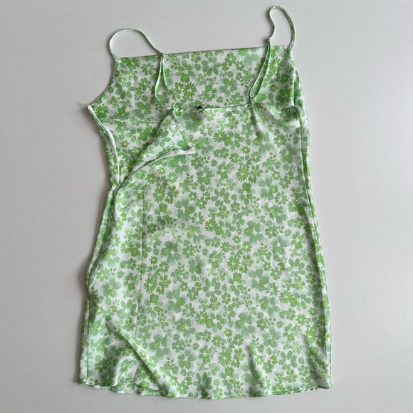Forever 21 Lime Green White Slip Dress Floral Size M - Picture 5 of 5